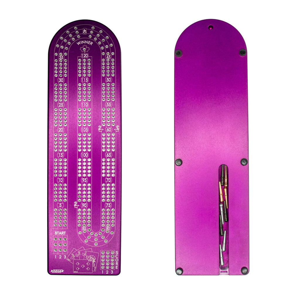 Kodiak CNC Billet Aluminum Cribbage Board Purple